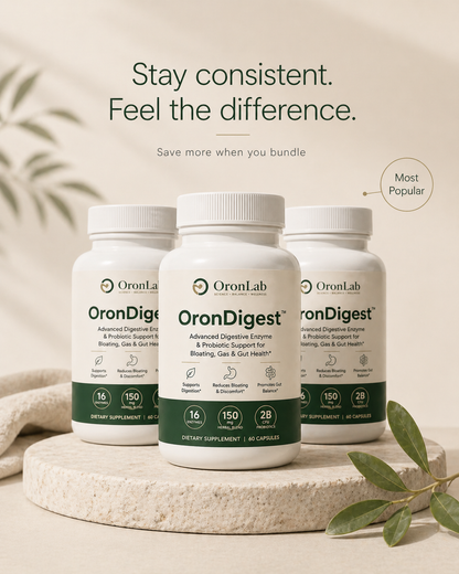 OronDigest™ – Advanced Digestive Enzyme & Probiotic Support for Bloating, Gas & Gut Health.